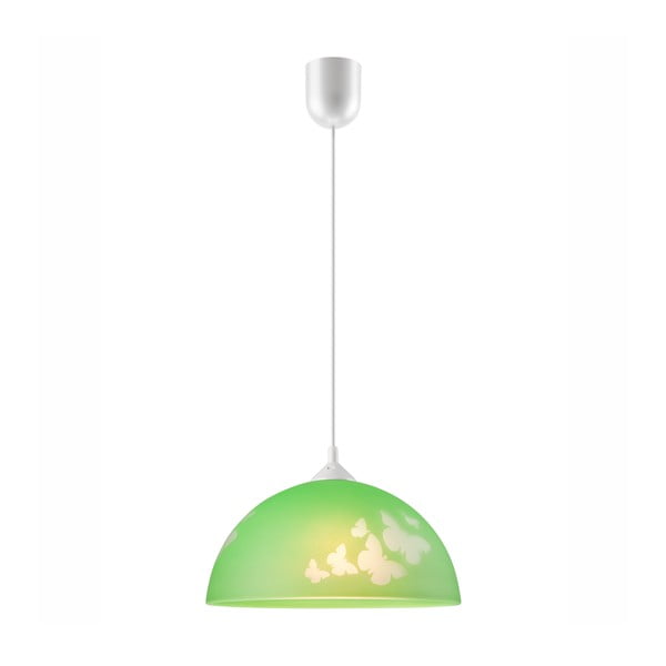 Zaļa bērnu lampa ar stikla abažūru ø 30 cm Mariposa – LAMKUR