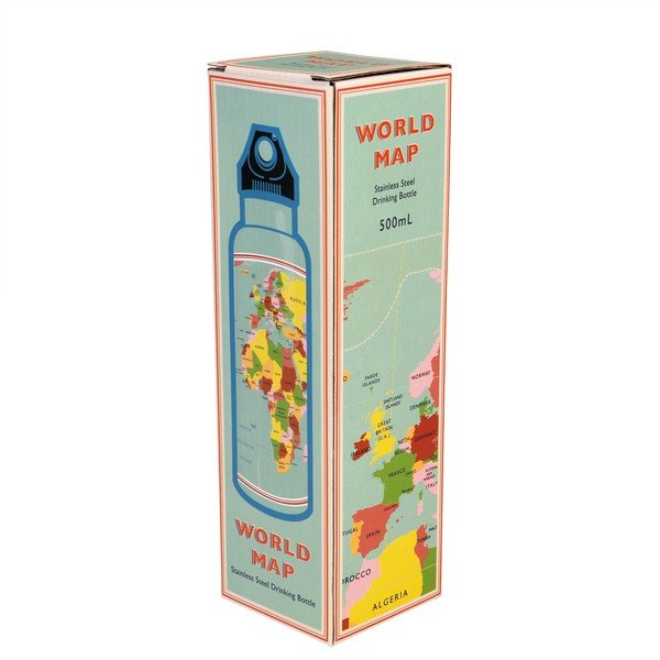 Nerūsējošā tērauda ceļojumu pudele Rex Londona World Map-image-3