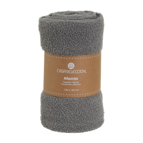 Pelēks pleds no Sherpa flīsa 130x160 cm Sherpa Bouclé – Casa Selección-image-4