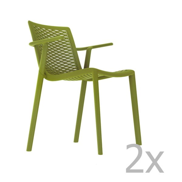 2 zaļo dārza ēdamistabas krēslu komplekts Resol Net-Kat