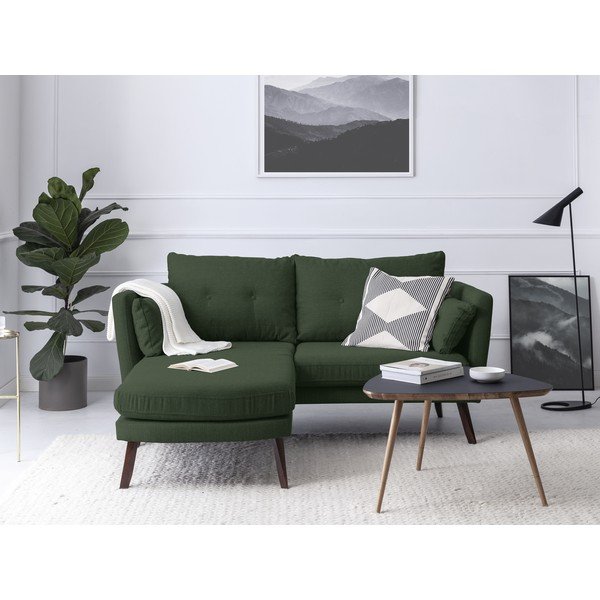 Zaļš trīsvietīgs dīvāns Mazzini Sofas Elena, ar atpūtas krēslu kreisajā stūrī-image-1