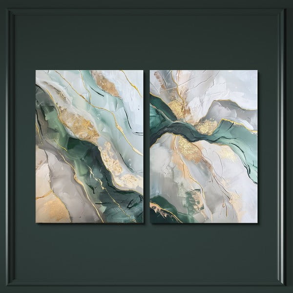 Gleznu komplekts ar roku apgleznotiem elementiem (2 gab.) 50x70 cm Aventurine – Styler-image-3