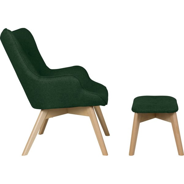 Tumši zaļš atpūtas krēsls ar kāju balstu Niko – Ropez-image-3