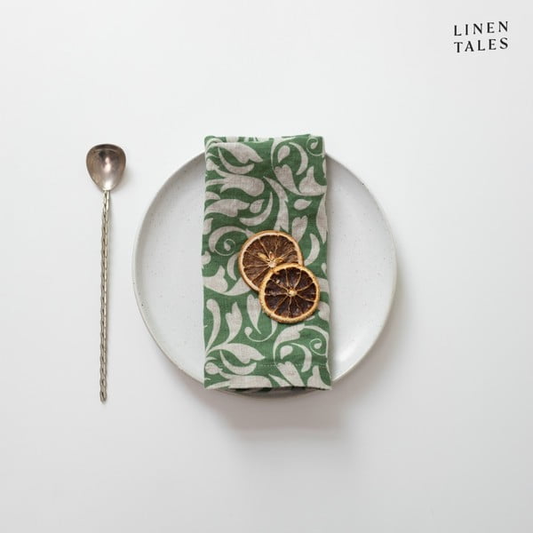 Lina salvete 40x40 cm Evergreen Damask – Linen Tales-image-2