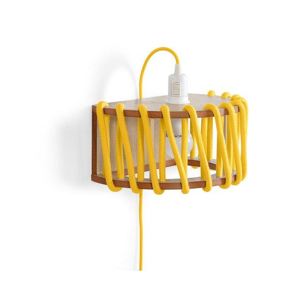 Dzeltena sienas lampa ar koka konstrukciju EMKO Macaron, garums 30 cm-image-2