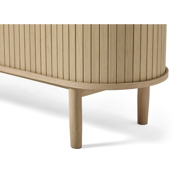 Dabīga toņa TV galdiņš ar ozolkoka imitāciju 180x56x40 cm Meta – Unique Furniture-image-4