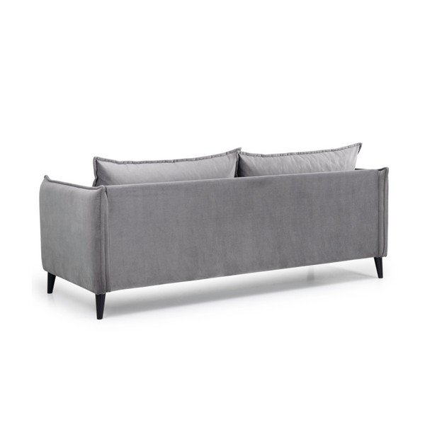 Pelēks samta dīvāns Scandic Leo, 208 cm-image-2