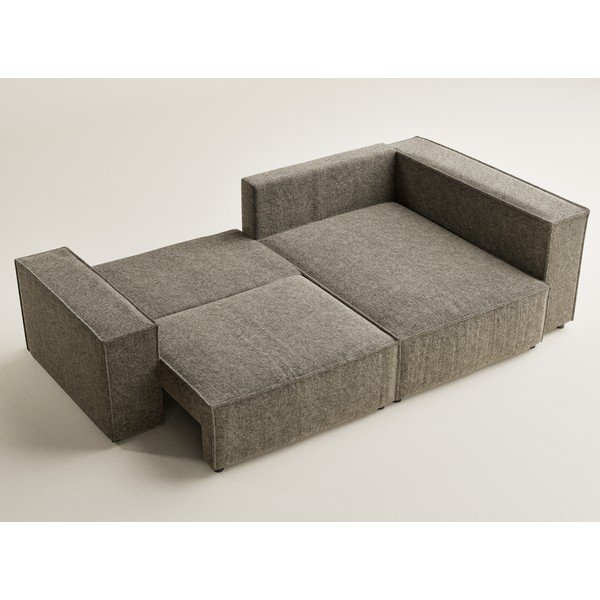 Brūns salokāms stūra dīvāns no šenila auduma ar uzglabāšanas vietu (ar labo stūri/L veida) Tonga – Maison de Rêve-image-3