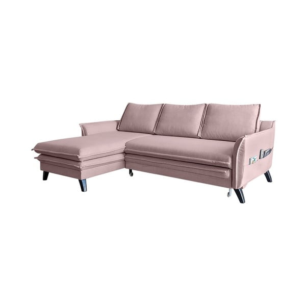 Pūdera rozā izlaižams stūra dīvāns Miuform Charming Charlie, kreisais stūris