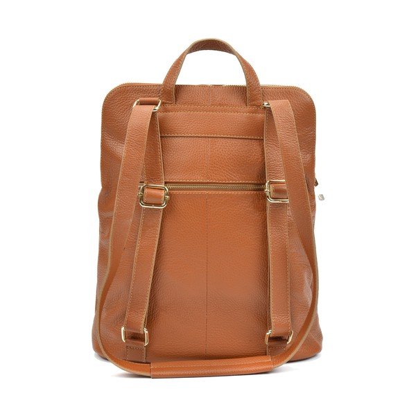 Tumša konjaka brūna ādas mugursoma Isabella Rhea Carrie Backpack-image-1