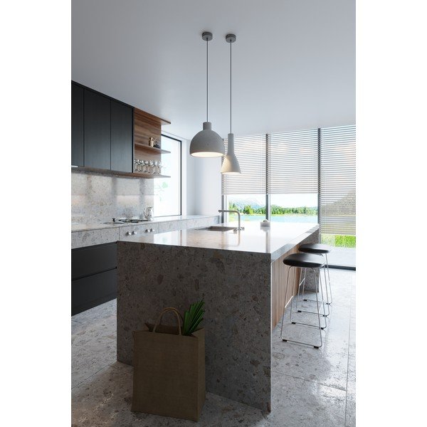 Gaiši pelēka piekaramā lampa ar betona abažūru ø 17 cm Mattia – Sollux-image-3