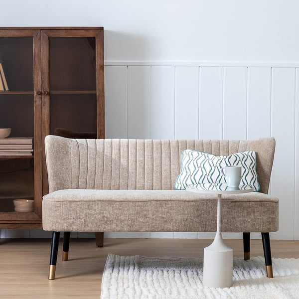 Bēšs dīvāns no šenila auduma 134 cm Glam – Ixia-image-1