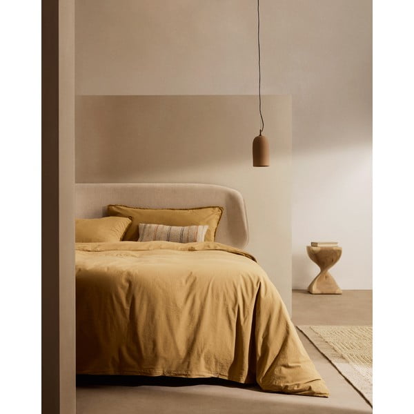 Sinepju dzeltena divguļamā gultas veļa no kokvilnas perkala 260x240 cm Sifinia – Kave Home-image-1