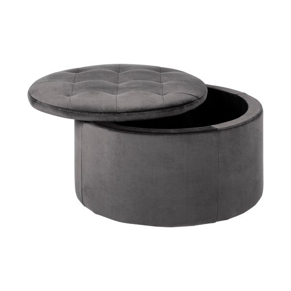 Pelēks samta pufs Actona Retina, ⌀ 60 cm-image-2