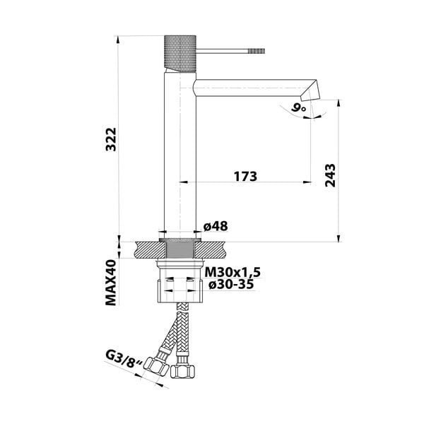 Spīdīgas sudraba krāsas stāvošs jaucējkrāns izlietnei Solaris – Sapho-image-3