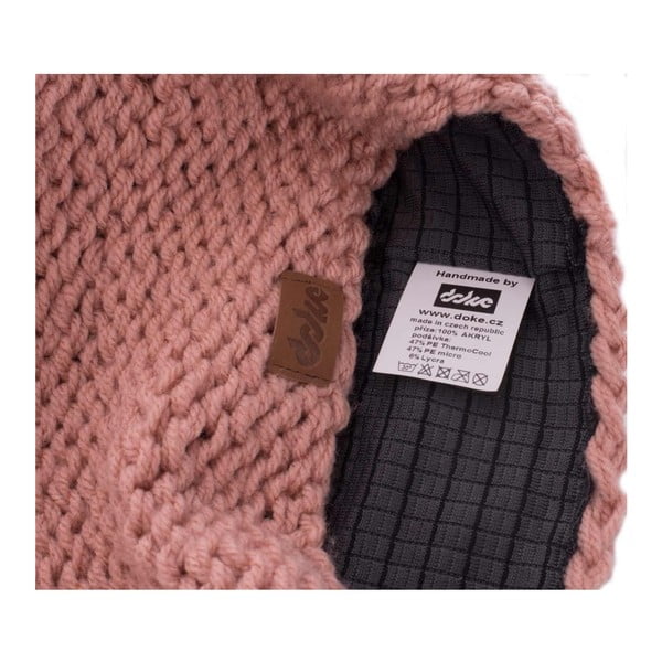 Rozā ar rokām adīta cepure DOKE Peach-image-4