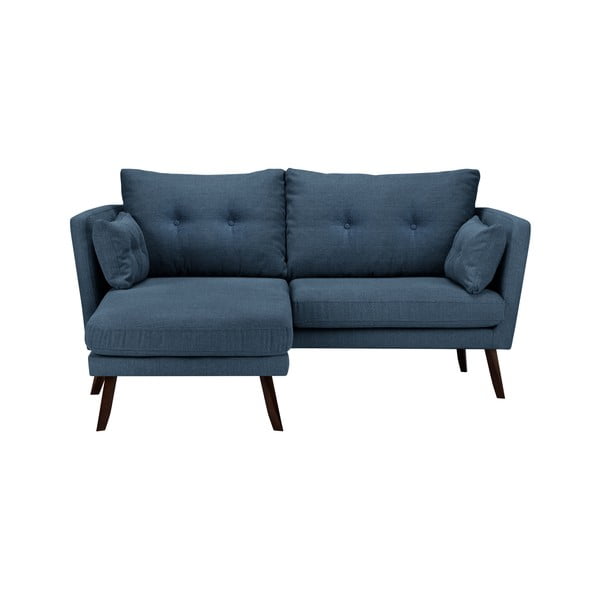 Zils trīsvietīgs dīvāns Mazzini Sofas Elena, ar atpūtas krēslu kreisajā stūrī
