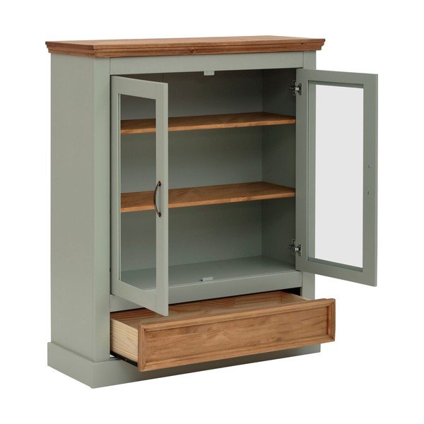 Gaiši zaļa priedes masīvkoka vitrīna 100x120 cm Selma – Støraa-image-3