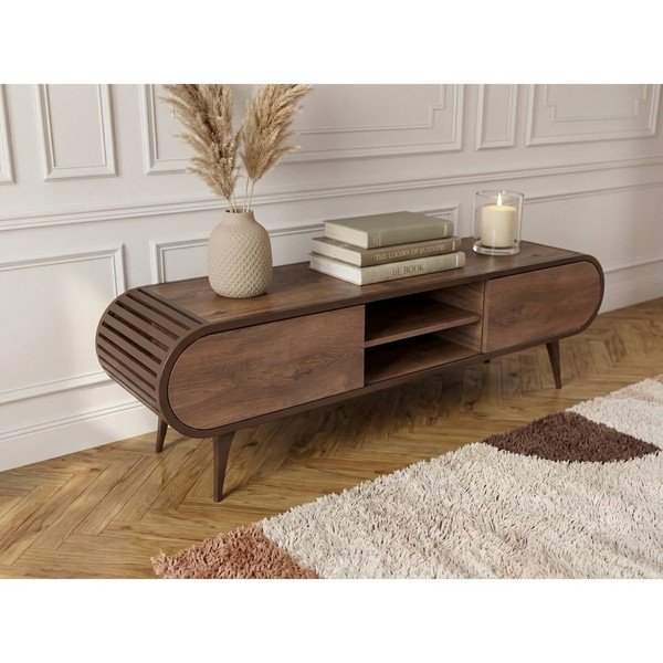 Dabīga toņa TV galdiņš ar ozolkoka imitāciju 180x52x40 cm Billie – Bobochic Paris-image-1