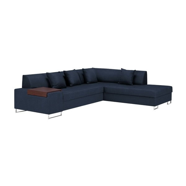 Zila stūra dīvāns ar sudraba krāsas kājām Cosmopolitan Design Orlando, labais stūris