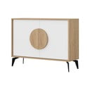 Balta/dabīga toņa zema kumode ar ozolkoka imitāciju 110x82 cm Vae – Marckeric