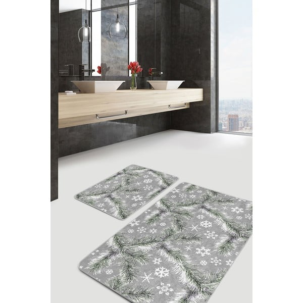 Pelēki vannas istabas paklājiņi (2 gab.) 60x100 cm – Mila Home