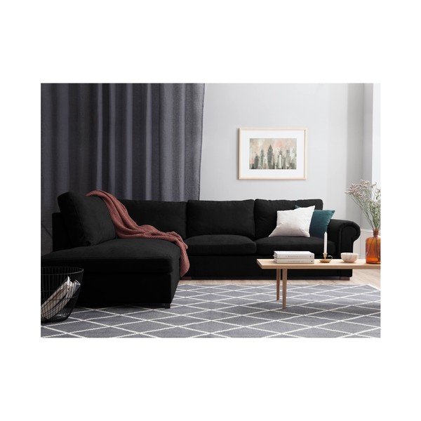 Melns stūra dīvāns Windsor & Co Sofas Hermes, kreisais stūris-image-2