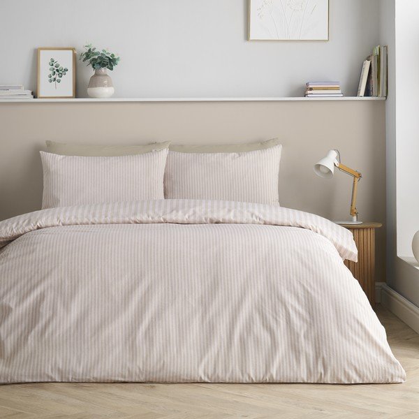 Bēša divguļamā/īpaši gara trīsdaļīga gultas veļa 230x220 cm Epping Textured Stripe – Catherine Lansfield-image-4