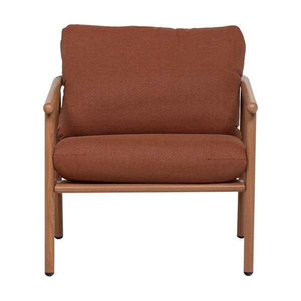 Terakotas oranžs metāla/polsterēts dārza atpūtas krēsls Cavero – WOOOD-image-2