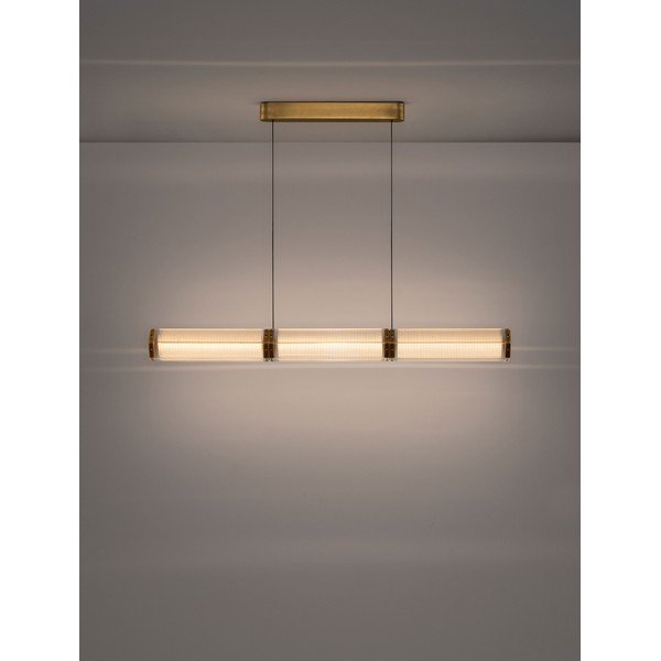 Misiņa krāsas tērauda LED piekaramā lampa ar regulējamu spilgtumu ar stikla abažūru Essenzo – Nova Luce-image-3
