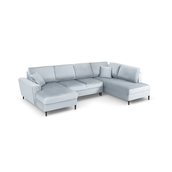 Gaiši zils samta salokāms stūra dīvāns ar uzglabāšanas vietu (ar labo stūri/U veida) Kyoto – Cosmopolitan Design-image-1