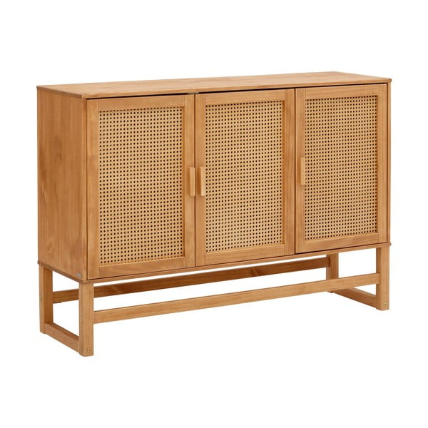 Kumode no priedes koka ar rotangpalmas durvīm Støraa Jolene, platums 128 cm-image-1
