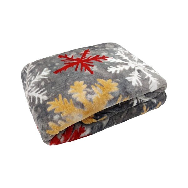 Pelēks mikroplīša pleds ar Ziemassvētku motīvu 150x200 cm Polar Flakes – My House