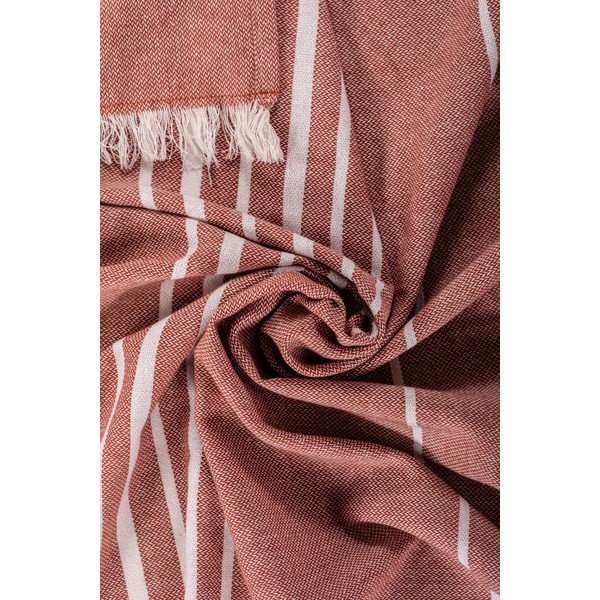 Terakotas oranžs kokvilnas pleds 150x200 cm Solene – Tiseco Home Studio-image-1