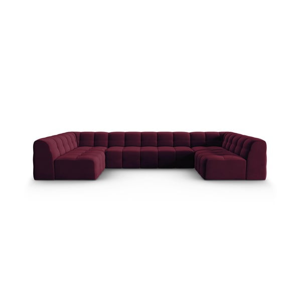 Bordo sarkans samta stūra dīvāns (U veida) Kendal – Micadoni Home