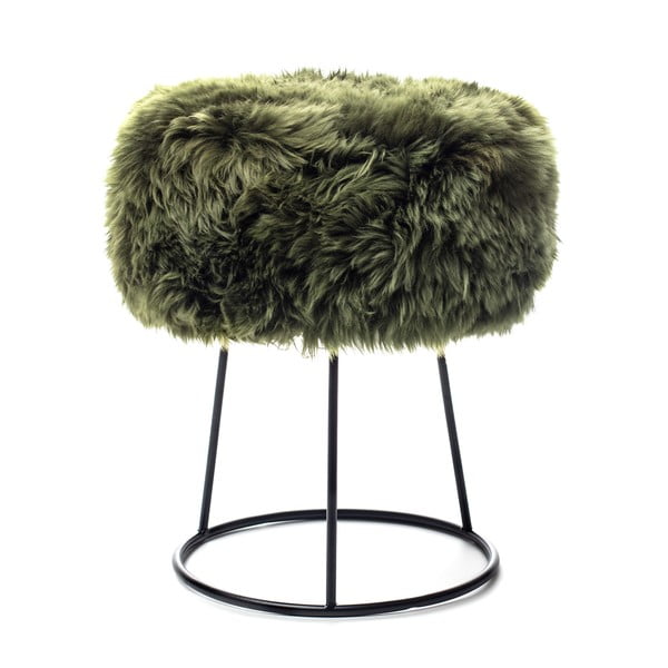 Krēsls ar tumši zaļu aitādas sēdekli Royal Dream, ⌀ 36 cm