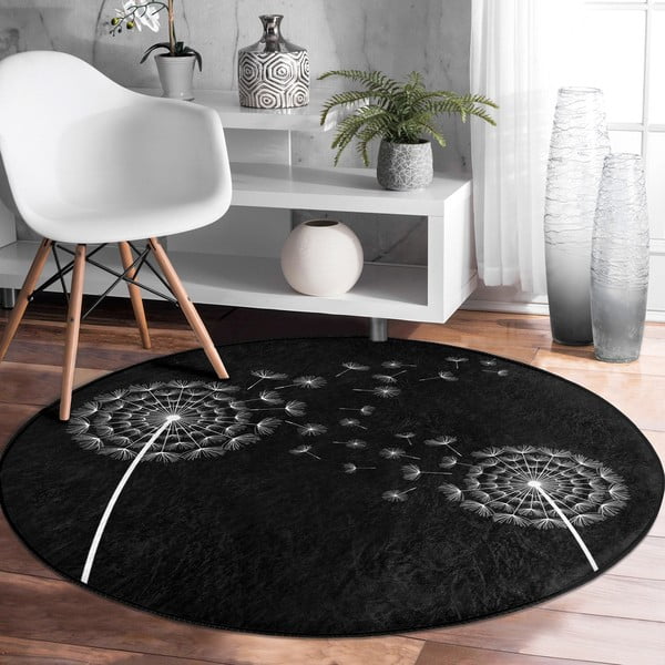 Melns mazgājams robotu putekļu sūcējiem piemērots apaļš paklājs ø 80 cm Comfort – Mila Home-image-4