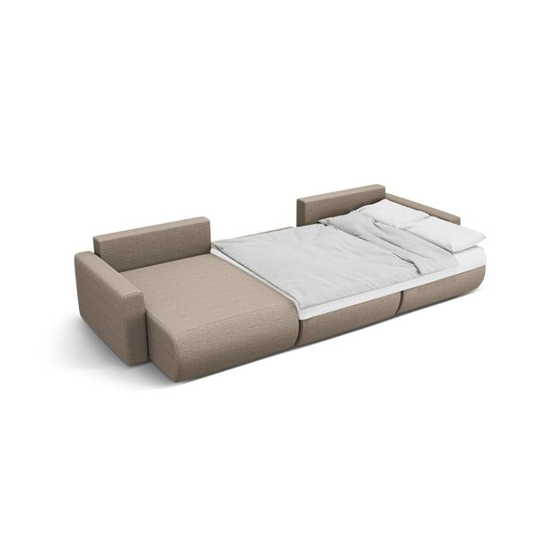 Gaiši brūns stūra dīvāns ar uzglabāšanas vietu (U veida) Belfast – Cosmopolitan Design-image-3