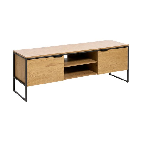 Dabīga toņa TV galdiņš ar ozolkoka imitāciju 155x55x45 cm Cesura – Unique Furniture-image-2