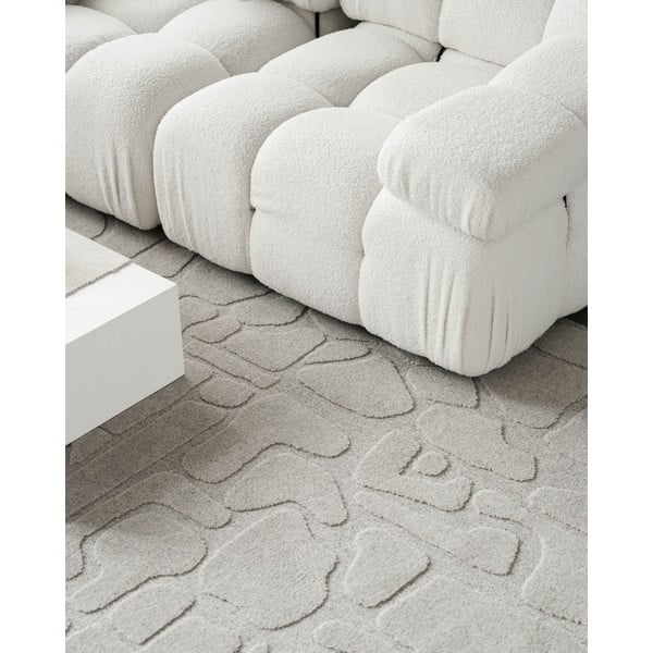 Gaiši pelēks vilnas paklājs 133x190 cm Morphic Dunes – Agnella-image-4