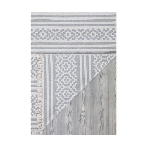 Pelēki balts kokvilnas paklājs Oyo home Duo, 80 x 150 cm-image-3