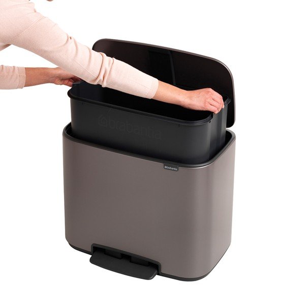 Pelēka tērauda atkritumu tvertne ar pedāli 36 l Bo – Brabantia-image-2