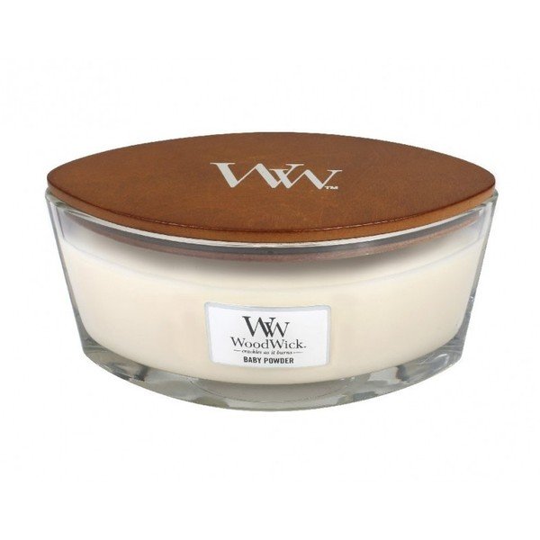 Aromatizēta svece ar vaniļas, medus un rožu aromātu WoodWick Baby Powder, degšanas laiks 30 stundas.-image-2