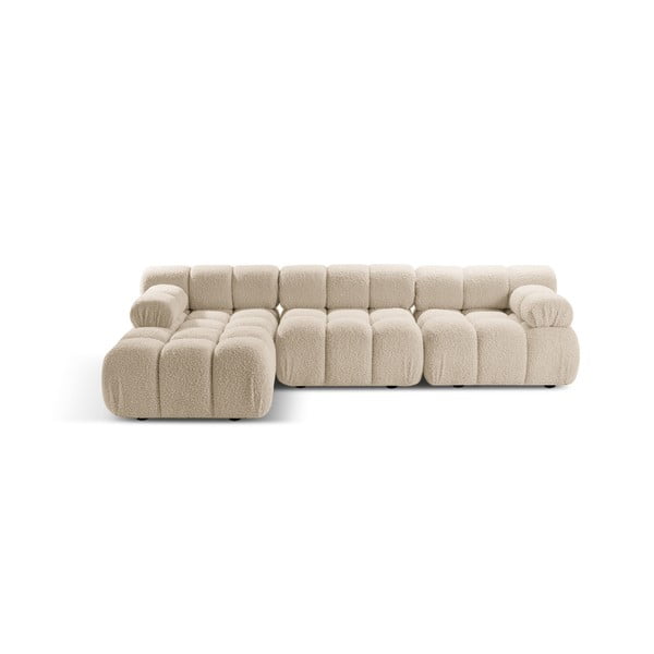 Bēšs modulārais stūra dīvāns no buklē auduma (ar kreiso stūri) Bellis – Micadoni Home