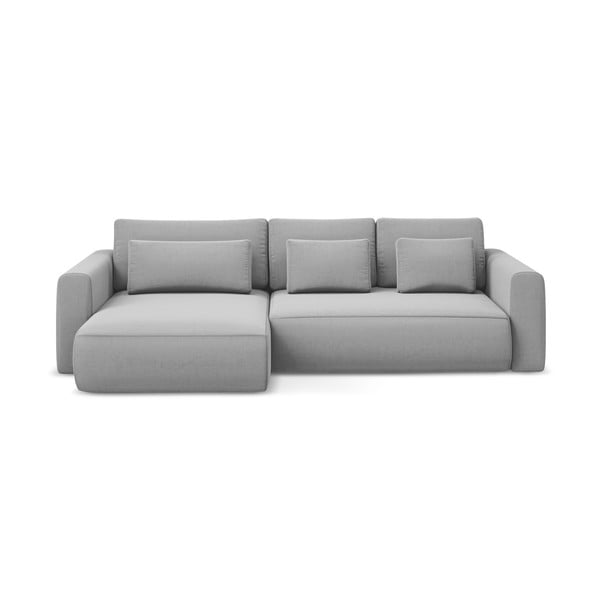 Gaiši pelēks samta salokāms/ar uzglabāšanas vietu stūra dīvāns (ar kreiso stūri/ar zvilni) Kapua – Makamii