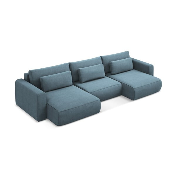 Gaiši zils salokāms/ar uzglabāšanas vietu (U veida) stūra dīvāns Kapua – Makamii-image-2