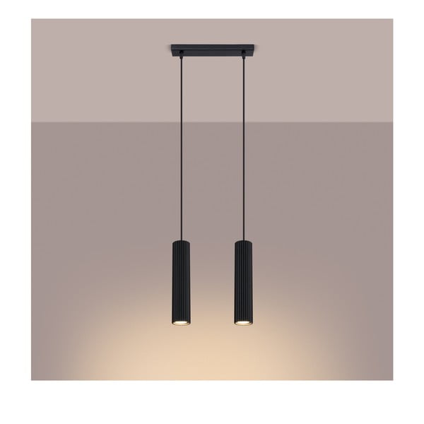 Melna metāla piekaramā lampa Gleam – Sollux-image-1