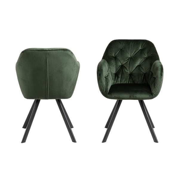 Zaļš polsterēts ēdamistabas krēsls ar roku balstiem Lola – Actona-image-4