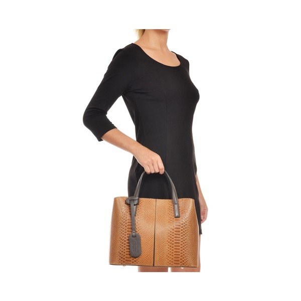 Konjaka brūna ādas rokassomiņa Roberta M Muriella-image-2