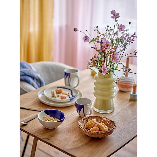 Balta/zila māla bļodiņa 400 ml Okayama – Bloomingville-image-1